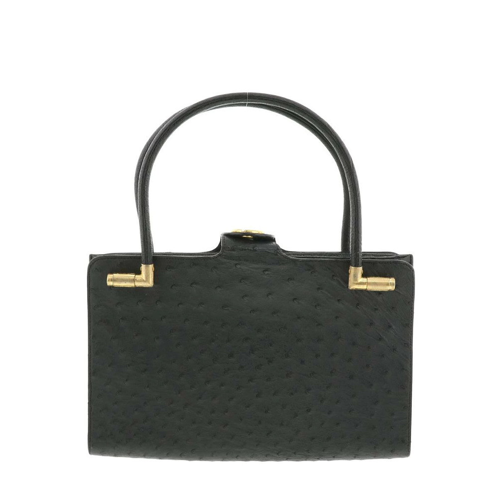 Dior Ostrich Handbag Black CHRISTIAN PURSE